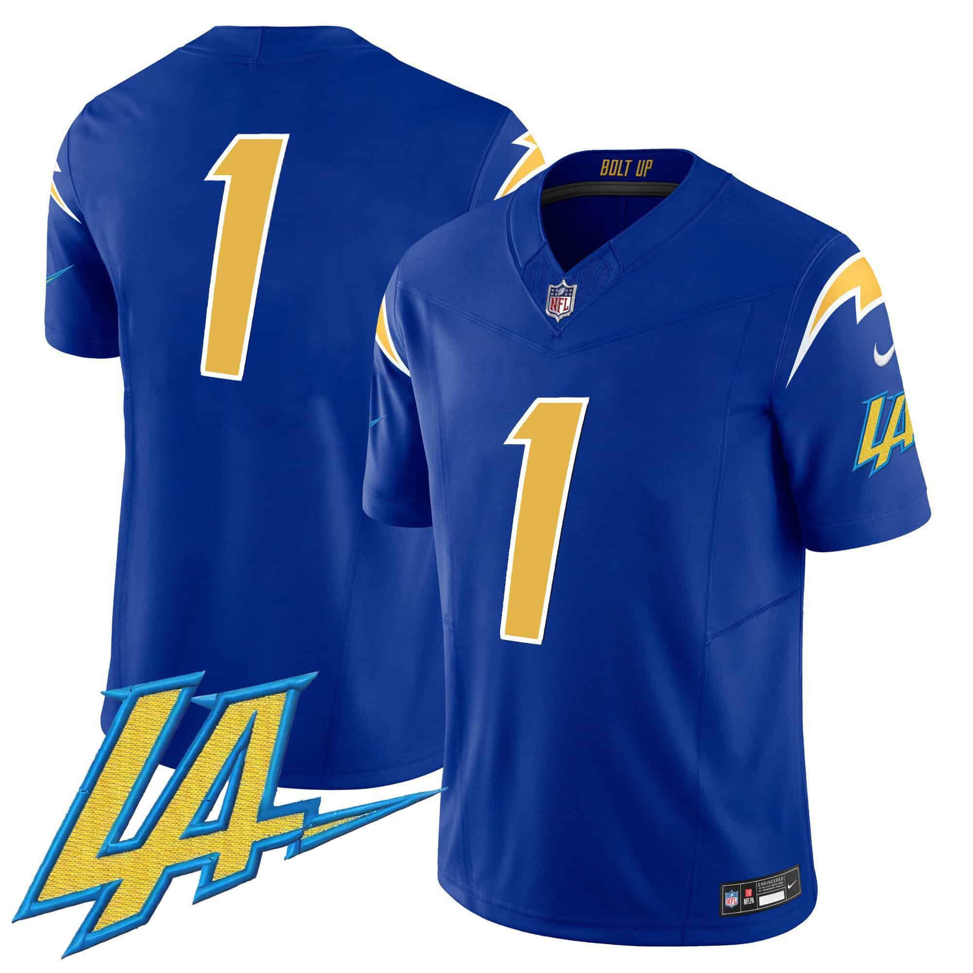 Men Los Angeles Chargers #1 No Name Blue 2024 Nike Vapor Limited NFL Jersey->indianapolis colts->NFL Jersey
